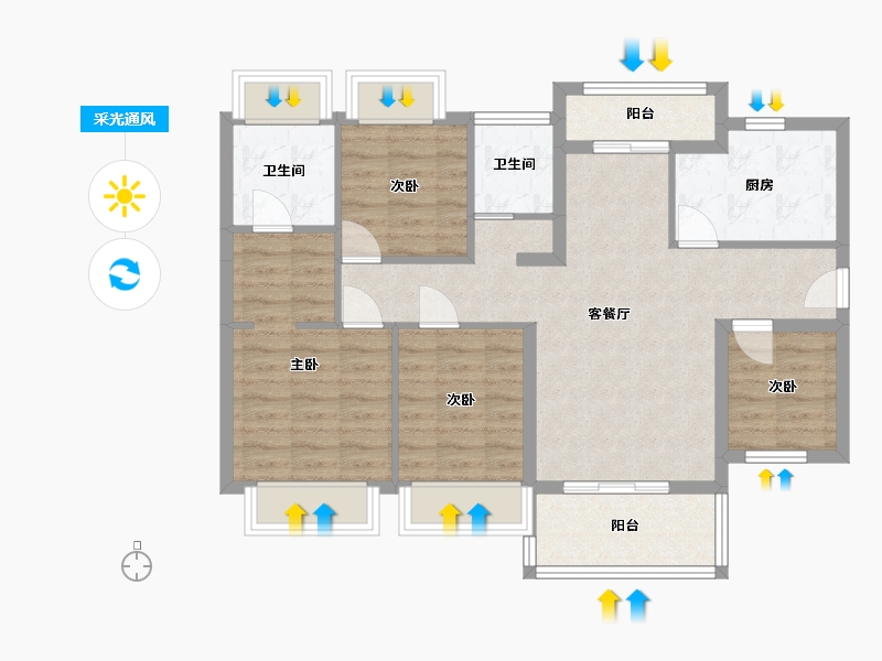 广东省-深圳市-爱华新村-89.60-户型库-采光通风