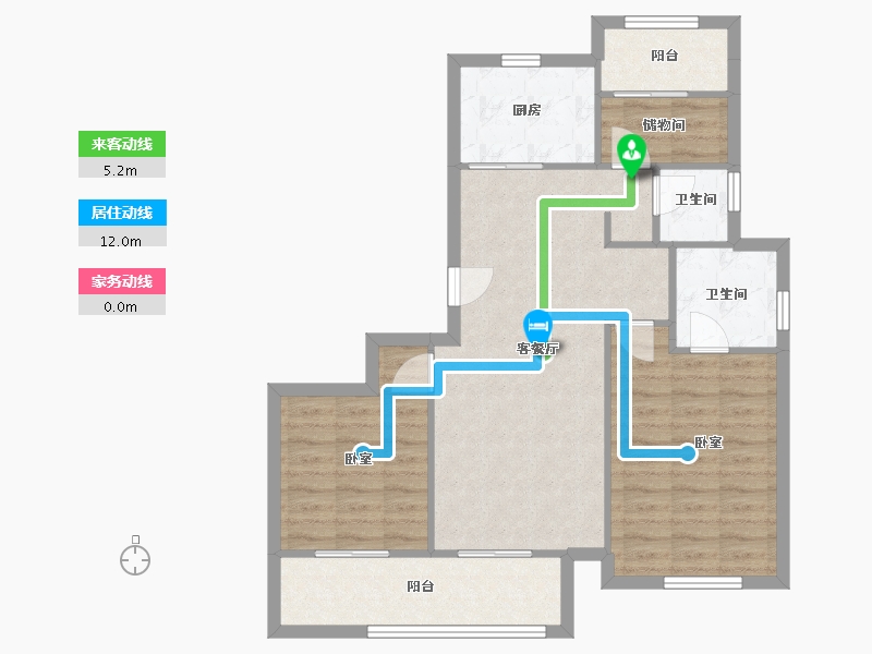 江苏省-南通市-雍锦湾-80.00-户型库-动静线