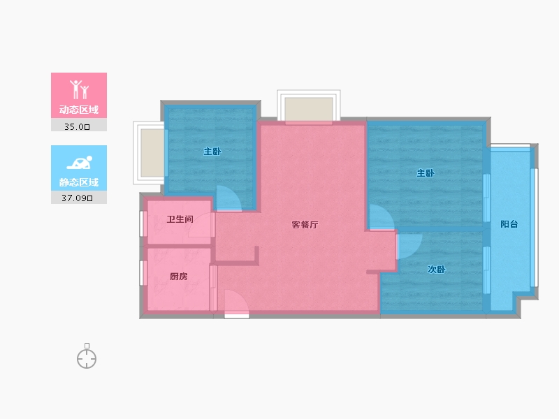 江苏省-苏州市-绿地境启澜庭-74.00-户型库-动静分区