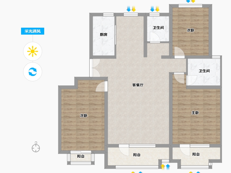 天津-天津市-首创昆兰苑-128.00-户型库-采光通风