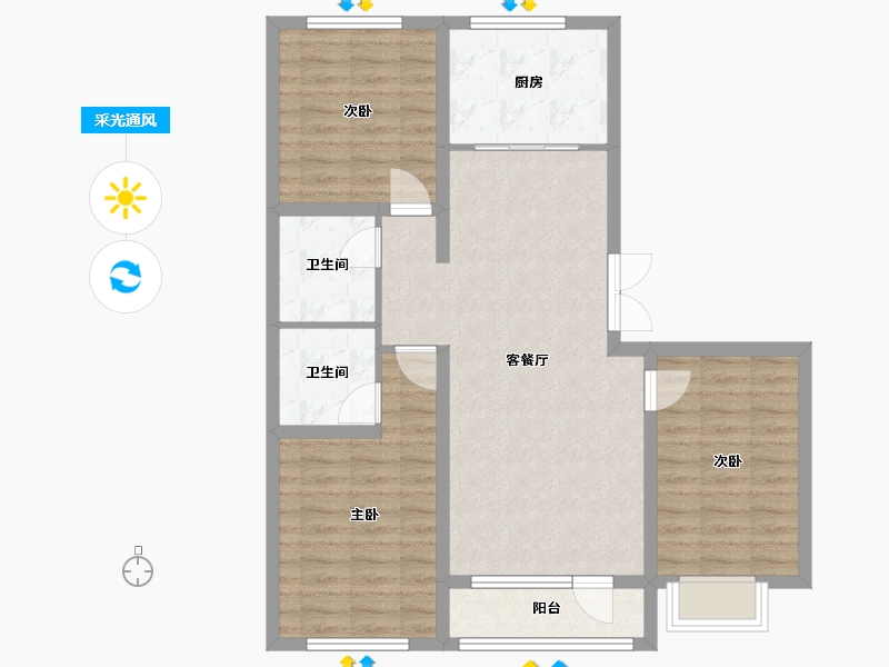 山西省-朔州市-景秀文博苑-100.00-户型库-采光通风