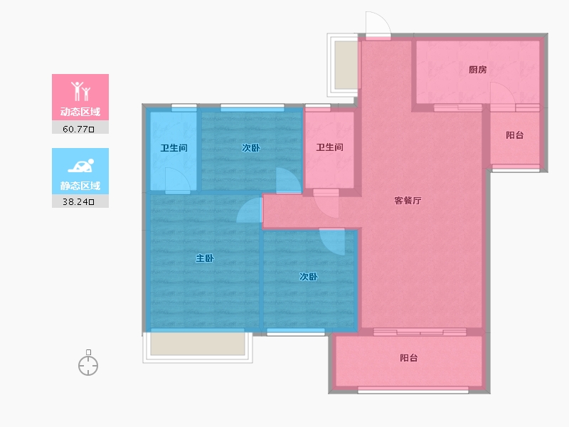 湖南省-邵阳市-邵东碧桂园珑璟台二期-90.00-户型库-动静分区