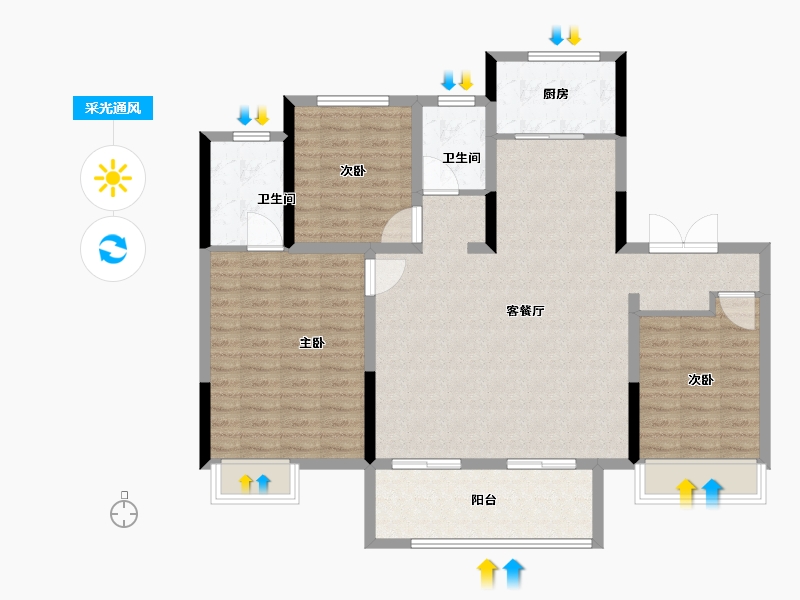 河南省-安阳市-建业公园里-109.00-户型库-采光通风