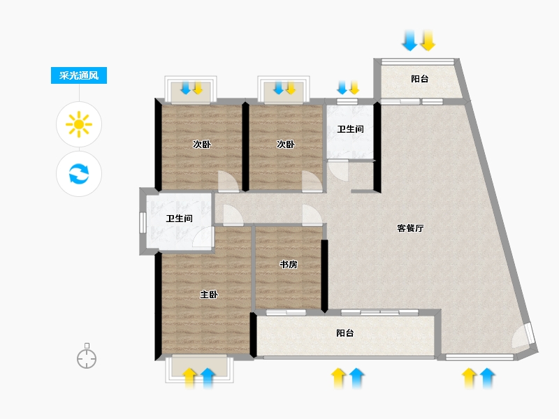 广西壮族自治区-桂林市-府悦世家-110.00-户型库-采光通风