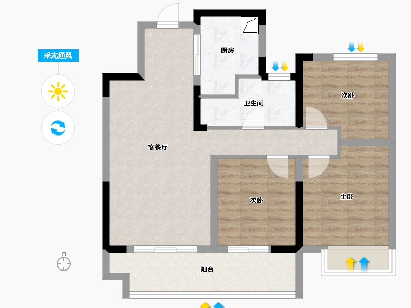 安徽省-阜阳市-金科城集美云景-77.00-户型库-采光通风