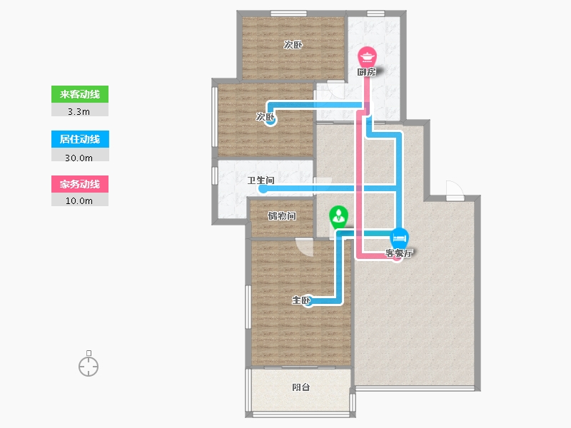 辽宁省-沈阳市-现代家园-125.00-户型库-动静线