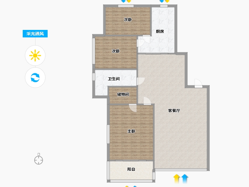 辽宁省-沈阳市-现代家园-125.00-户型库-采光通风