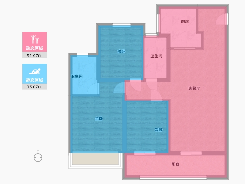 江苏省-无锡市-彰泰春岸雅筑-76.99-户型库-动静分区