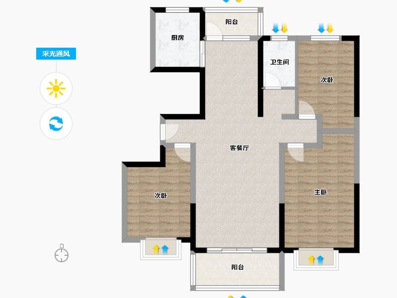 山东省-临沂市-鲁邦华府-111.60-户型库-采光通风