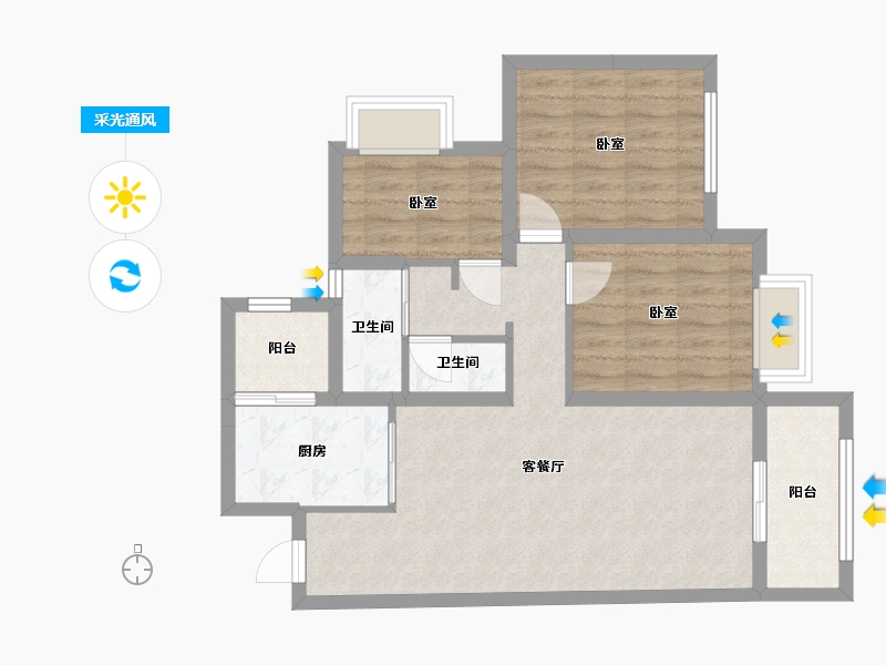 四川省-眉山市-天府智慧城-80.00-户型库-采光通风