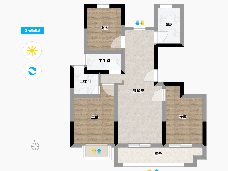 江苏省-扬州市-万丰文博苑-96.20-户型库-采光通风