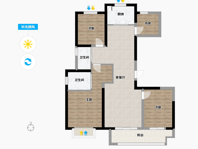 江苏省-盐城市-世纪星城-103.00-户型库-采光通风