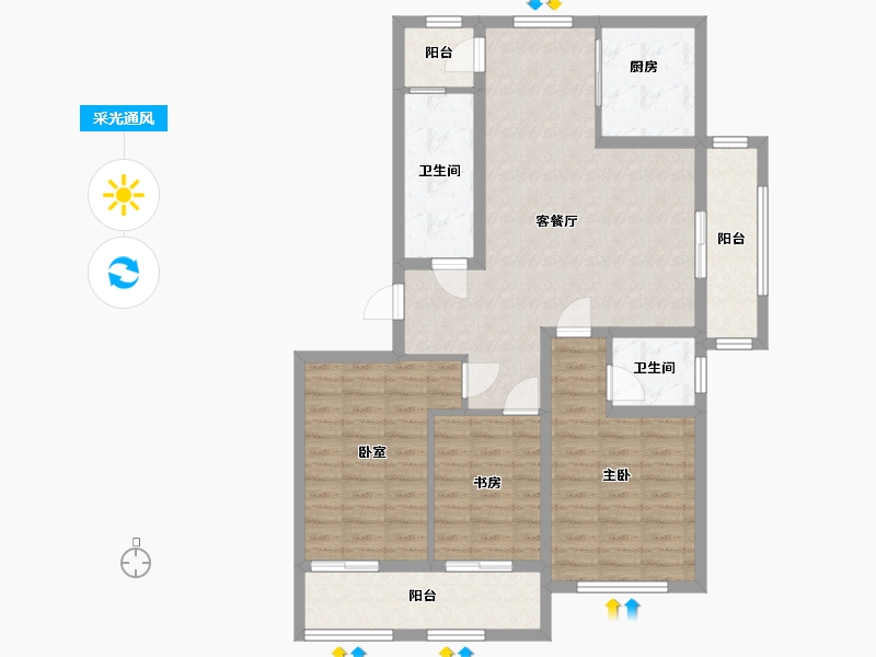 山东省-威海市-海泰三期-96.00-户型库-采光通风