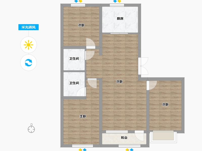 山西省-朔州市-景秀文博苑-100.00-户型库-采光通风