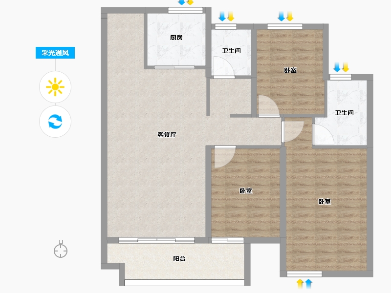 河南省-信阳市-柳岸春风-107.00-户型库-采光通风