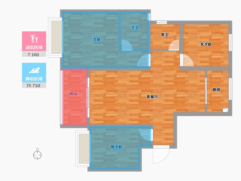 河南省-漯河市-瑞贝卡瑞和苑-88.84-户型库-动静分区