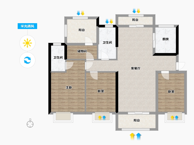 广东省-江门市-雅居乐星徽-112.00-户型库-采光通风