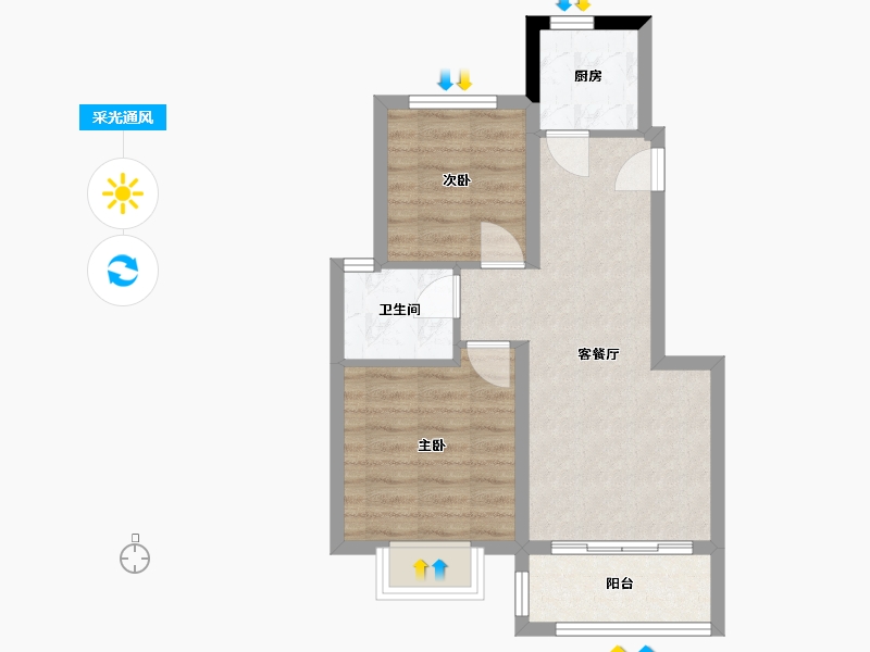 河南省-郑州市-怡园小区-70.00-户型库-采光通风