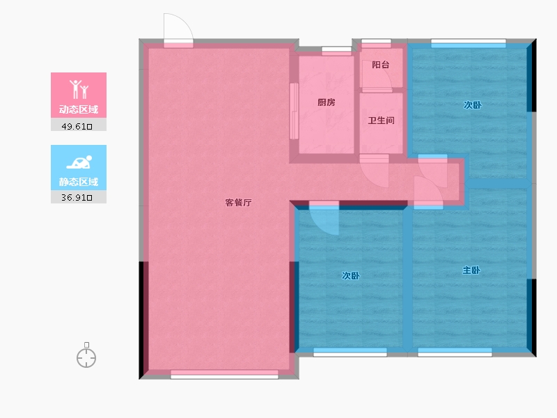 河北省-邯郸市-恒基绿城小区-86.00-户型库-动静分区