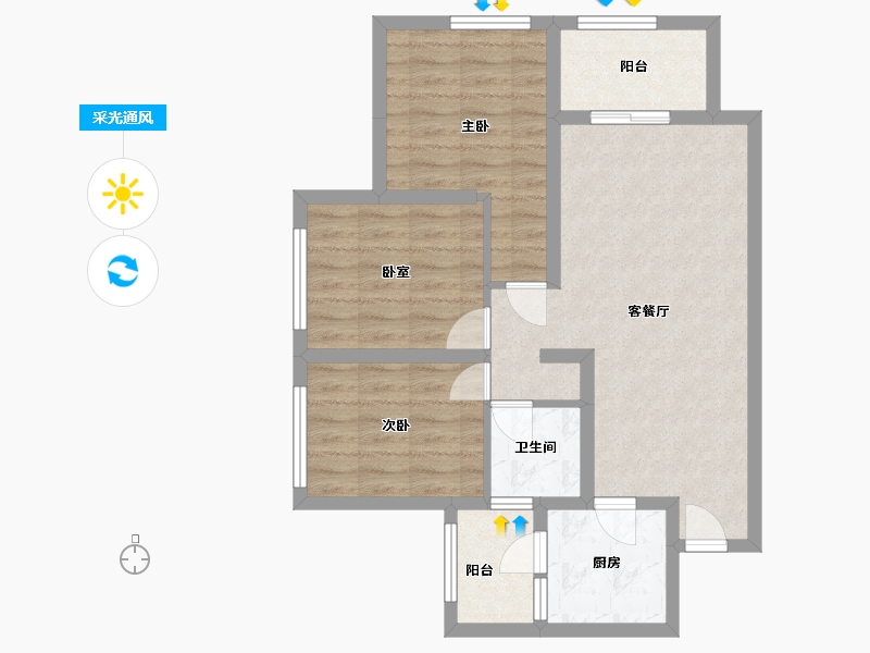 四川省-绵阳市-圣桦公馆-75.00-户型库-采光通风