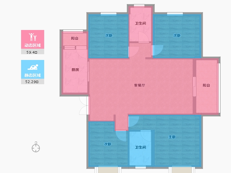 湖北省-黄冈市-御景城-106.40-户型库-动静分区