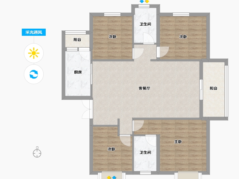 湖北省-黄冈市-御景城-106.40-户型库-采光通风