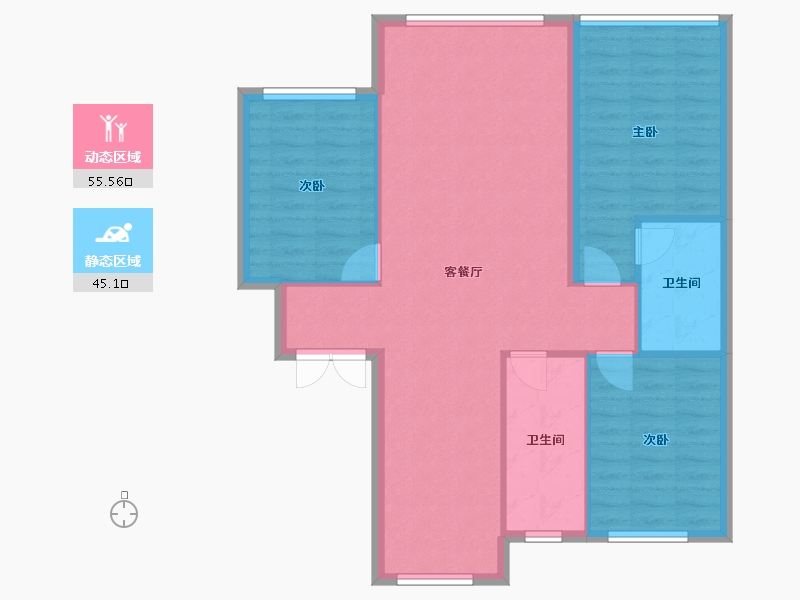 辽宁省-丹东市-西湖城-142.00-户型库-动静分区