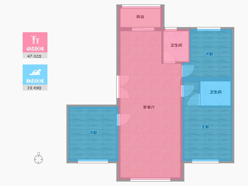 黑龙江省-哈尔滨市-福邸小区-85.00-户型库-动静分区