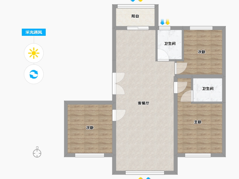 黑龙江省-哈尔滨市-福邸小区-85.00-户型库-采光通风