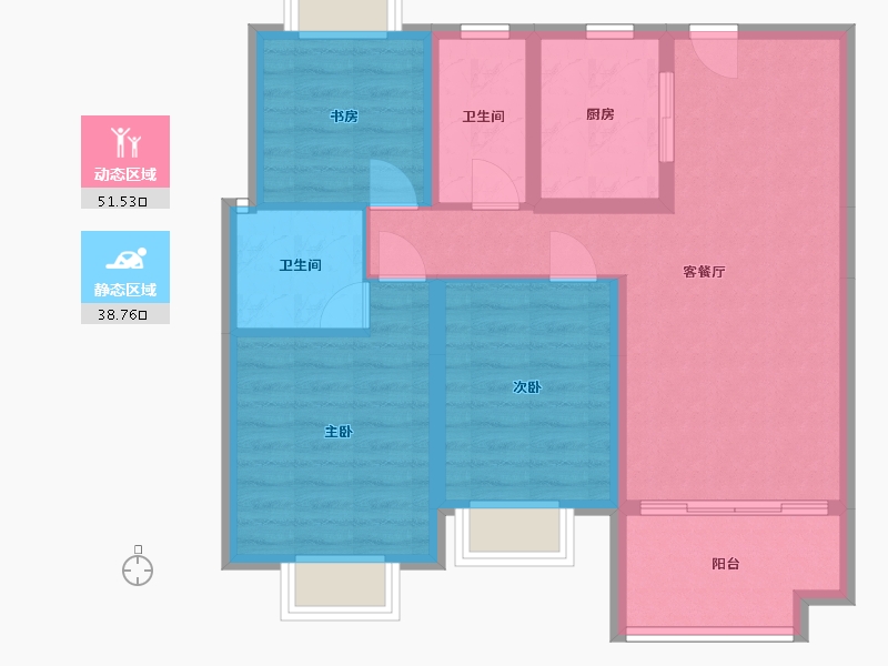 湖北省-黄石市-铜锣湾-84.86-户型库-动静分区