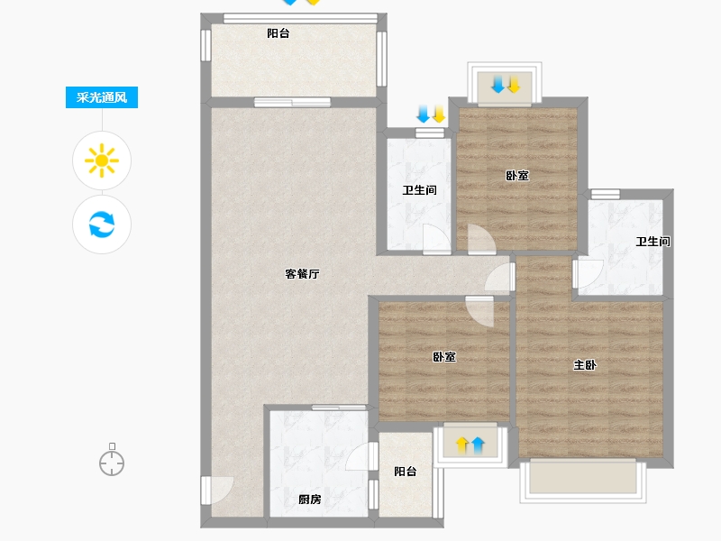 广西壮族自治区-百色市-恒大悦澜湾-92.00-户型库-采光通风