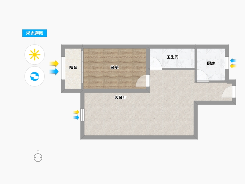 山东省-青岛市-新贵都-D区-63.38-户型库-采光通风