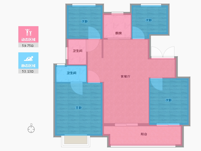 江苏省-泰州市-中海九樾-103.00-户型库-动静分区