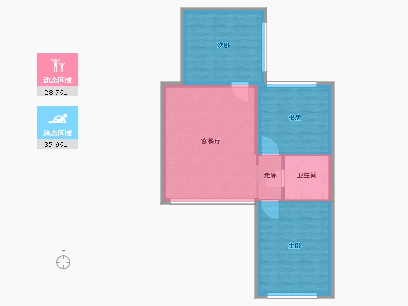 内蒙古自治区-乌兰察布市-中朵御墅-66.60-户型库-动静分区