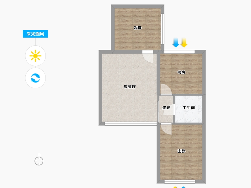 内蒙古自治区-乌兰察布市-中朵御墅-66.60-户型库-采光通风