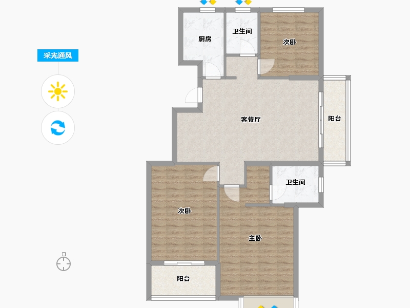 河南省-开封市-杞县杞国新城-110.00-户型库-采光通风