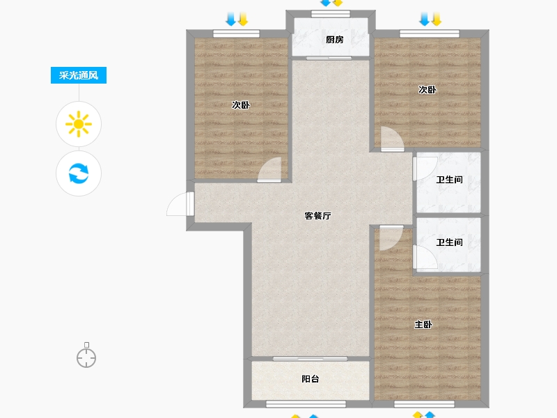 河北省-邯郸市-中海华庭-100.00-户型库-采光通风