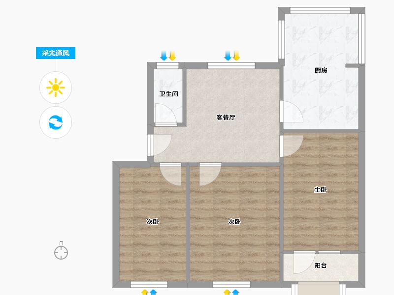 河北省-石家庄市-恒州小区-81.00-户型库-采光通风