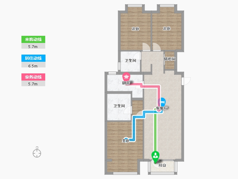 北京-北京市-祥云街3号院-99.99-户型库-动静线