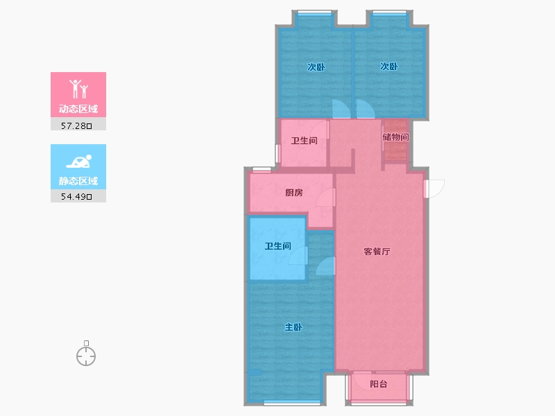 北京-北京市-祥云街3号院-99.99-户型库-动静分区