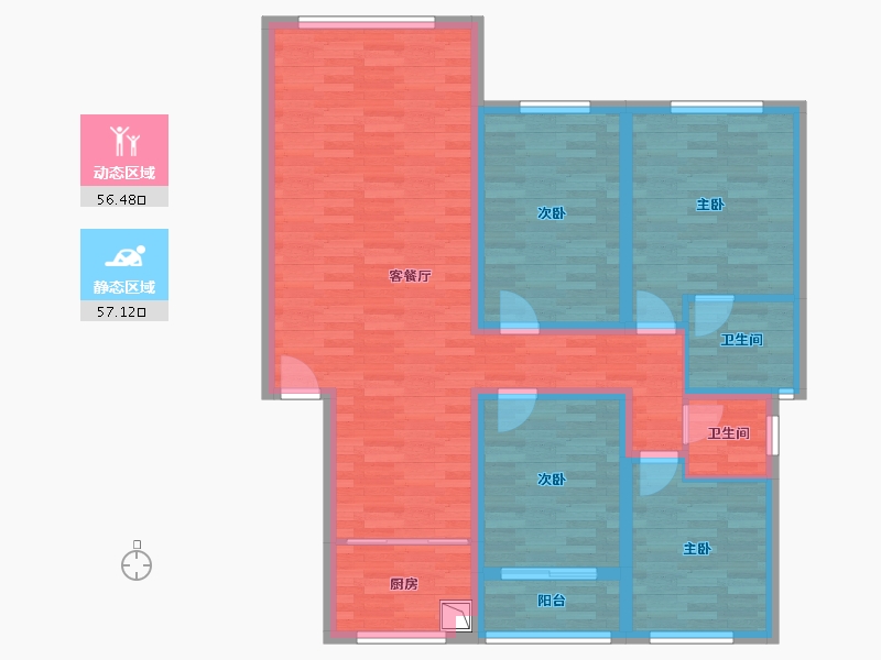 河北省-邯郸市-恒基绿城小区-101.69-户型库-动静分区