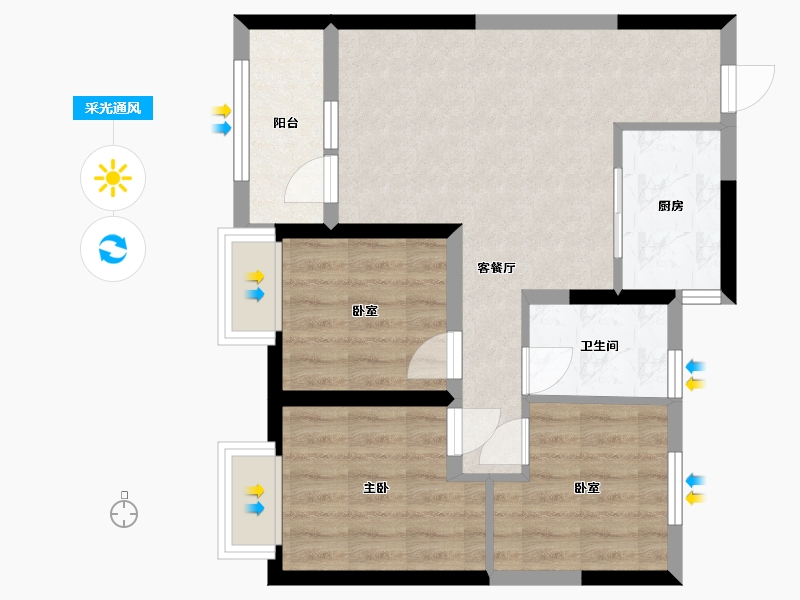 山东省-青岛市-中欧国际城-65.00-户型库-采光通风