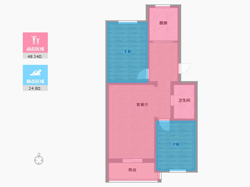 北京-北京市-燕化星城健德四里-62.00-户型库-动静分区