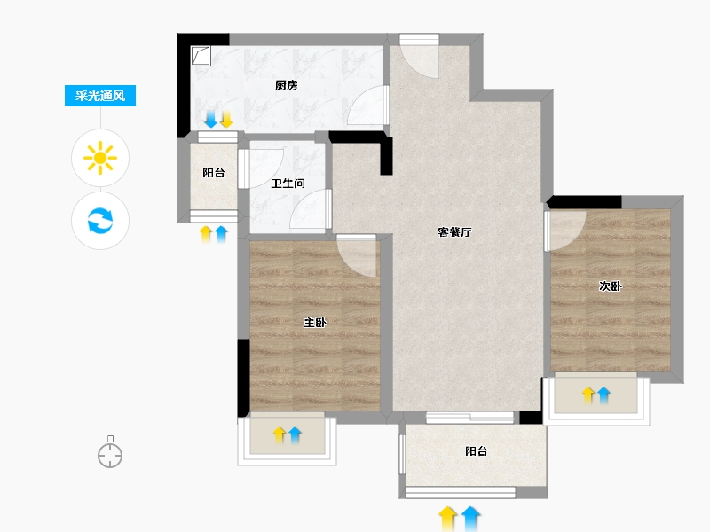 重庆-重庆市-江南万科城-59.00-户型库-采光通风