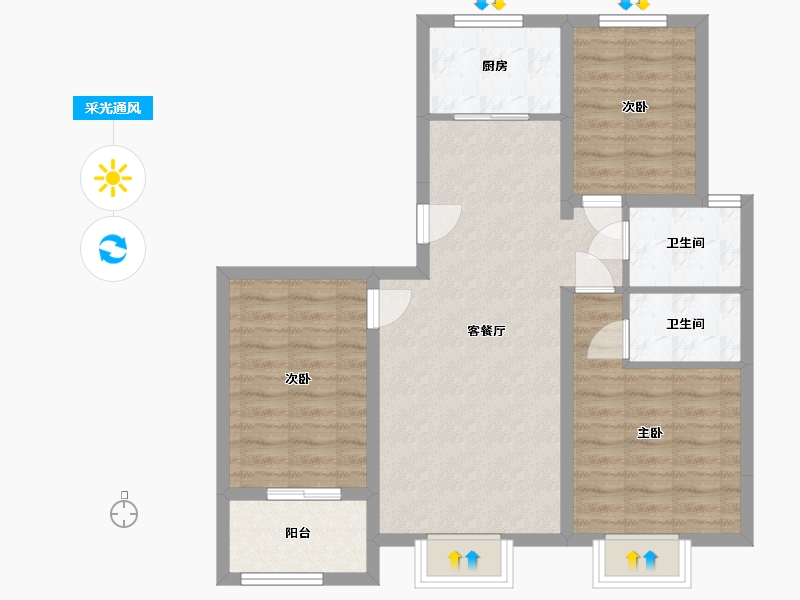 山西省-临汾市-金域王府-90.00-户型库-采光通风