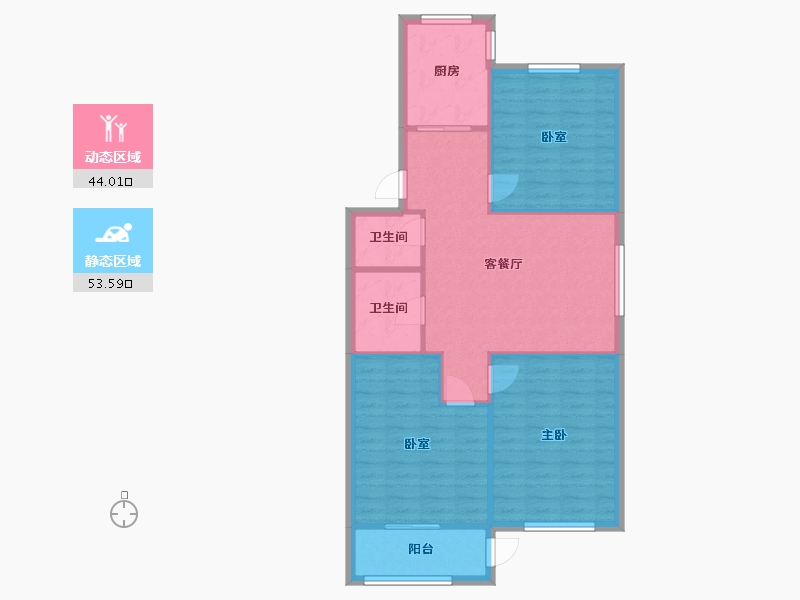 辽宁省-大连市-桃山小区-90.00-户型库-动静分区