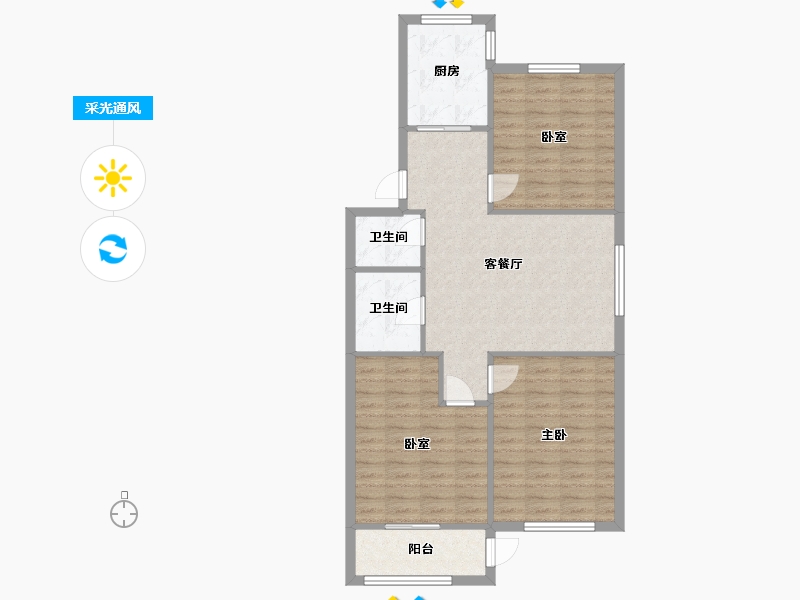 辽宁省-大连市-桃山小区-90.00-户型库-采光通风