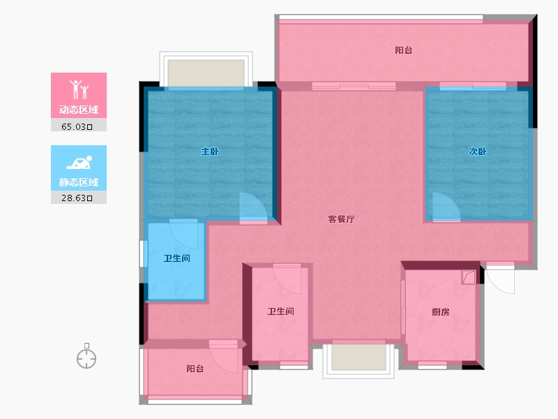 安徽省-合肥市-尚泽琪瑞沁园-83.64-户型库-动静分区