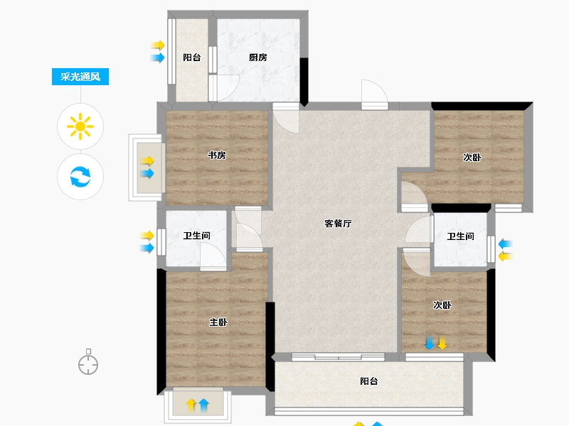 福建省-泉州市-福邸美景-98.00-户型库-采光通风