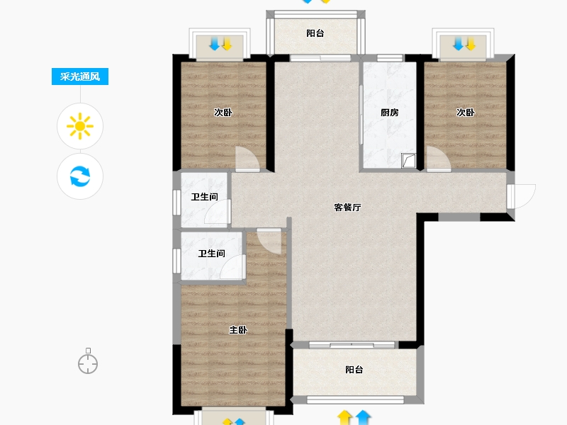 湖南省-永州市-九嶷花园-98.00-户型库-采光通风